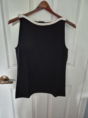 Talbots Black Tank Top with White Trim